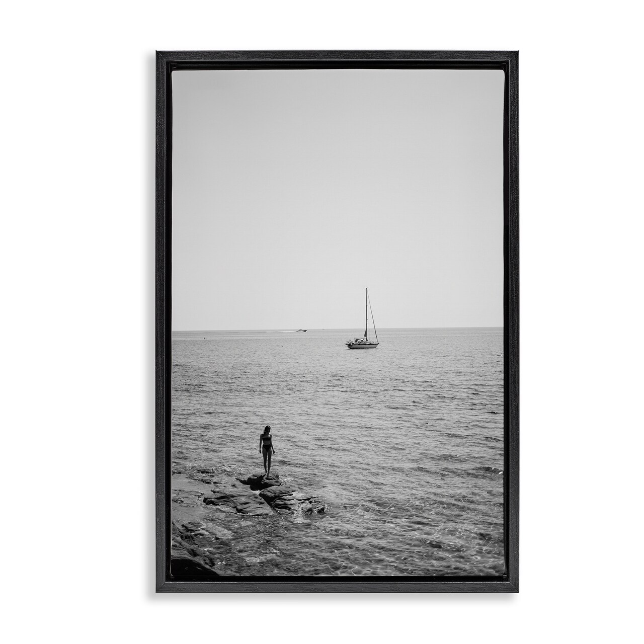 Stupell Industries Standing On Edge Seascape Floater Framed Canvas Wall Art Design by LSR Design Studio